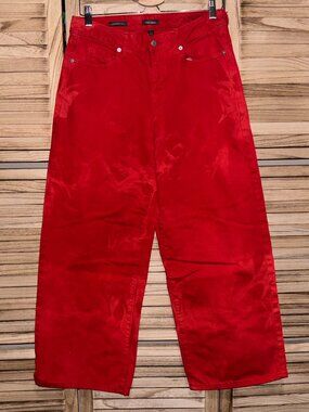 Wild Fable Red Tie-Dye Low-Rise Baggy Wide Leg Jeans Size 6/R